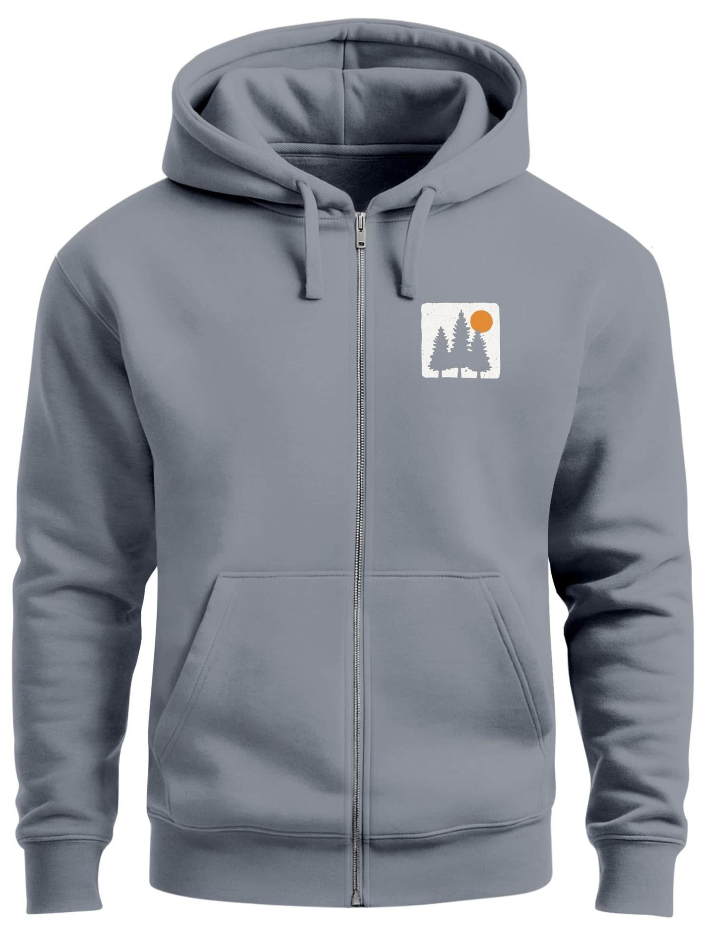 Neverless Zip-Up Hoodie 'Pine Trees' in Grey: front
