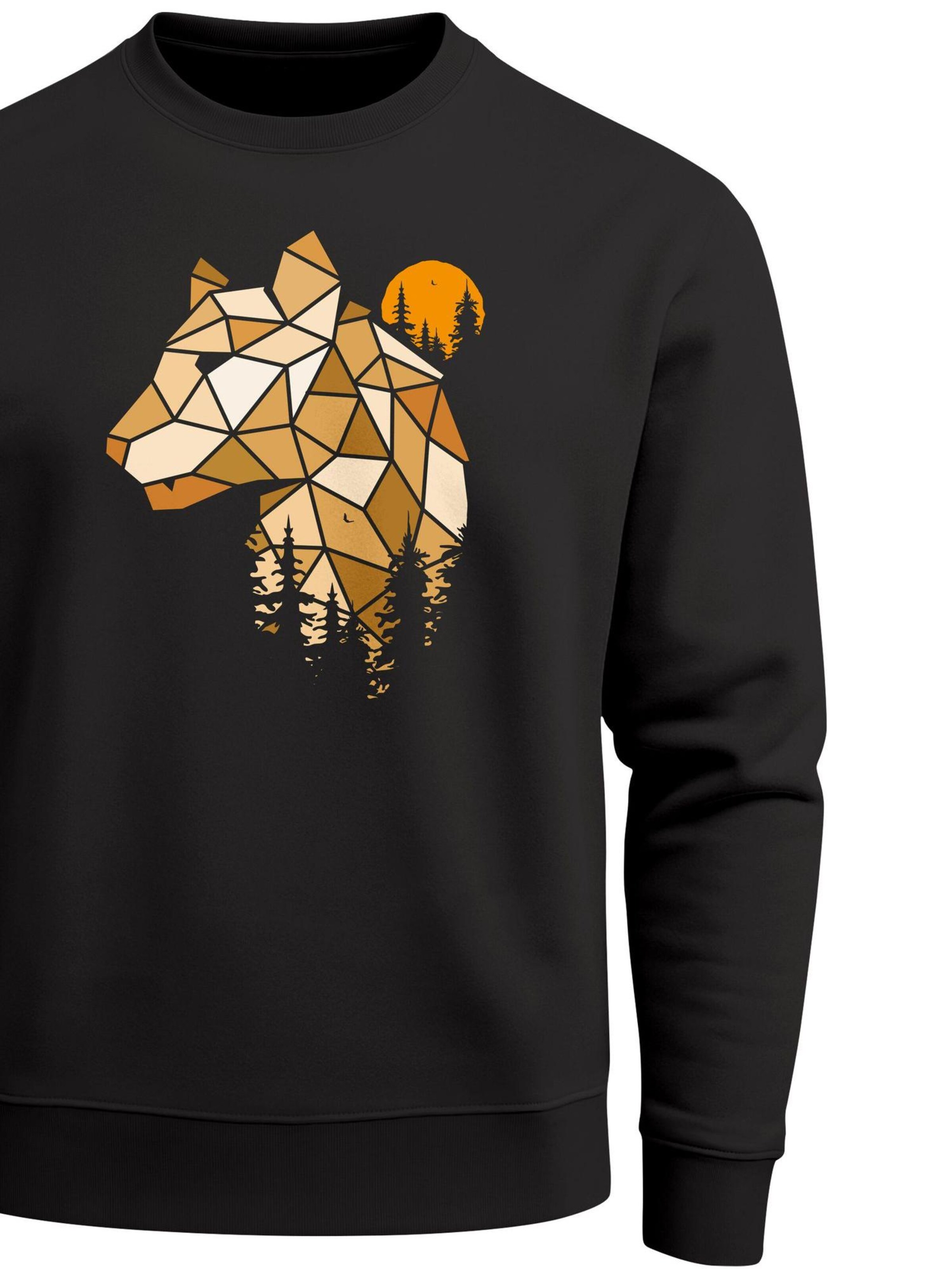 Neverless Sweatshirt 'Luchs Polygon' in Black