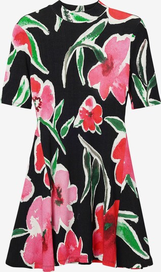 Desigual Robe en vert / rose clair / rouge / noir, Vue avec produit