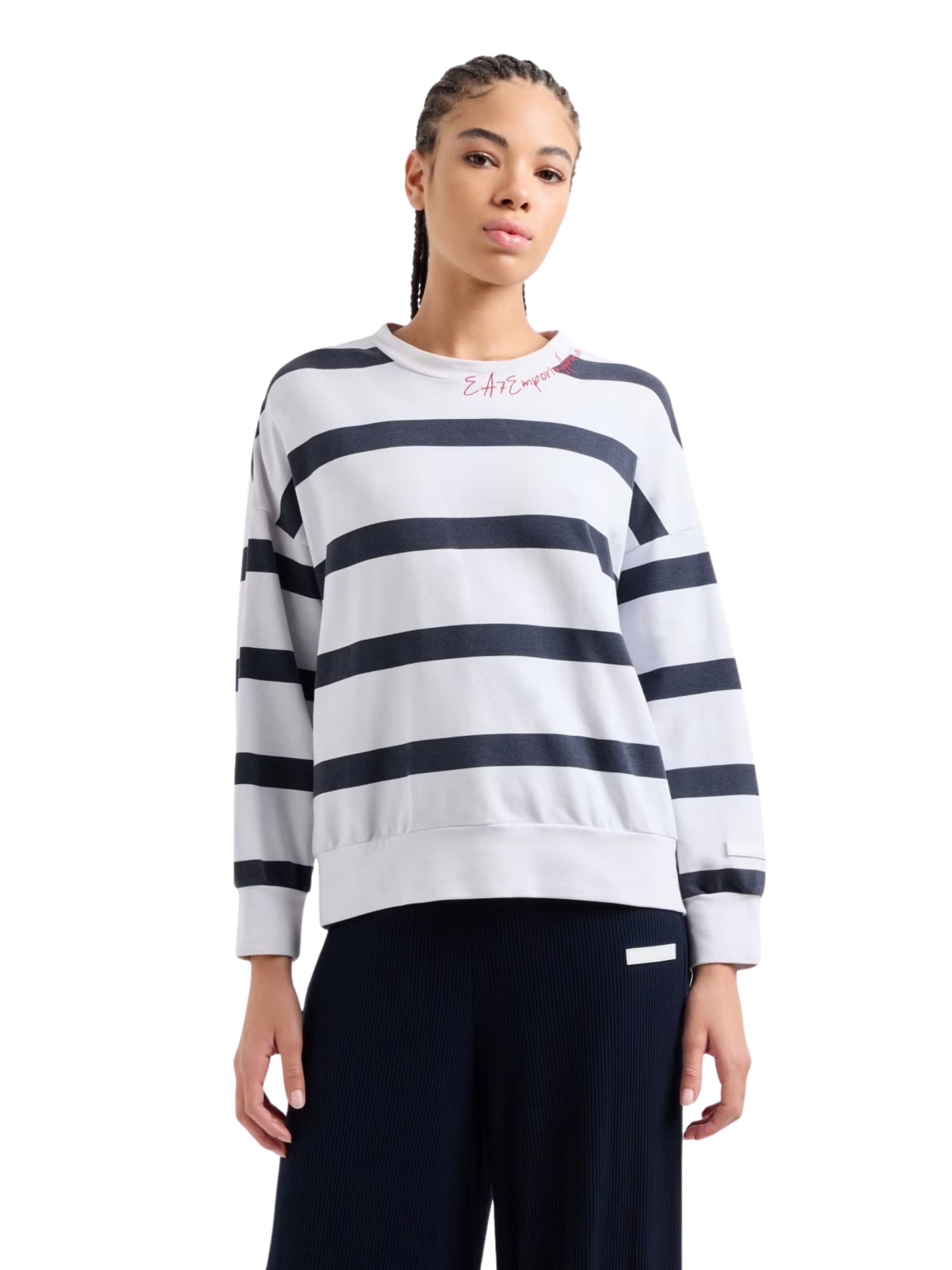 EA7 Emporio Armani Sweatshirt 'Costa Smeralda' i hvid: forside