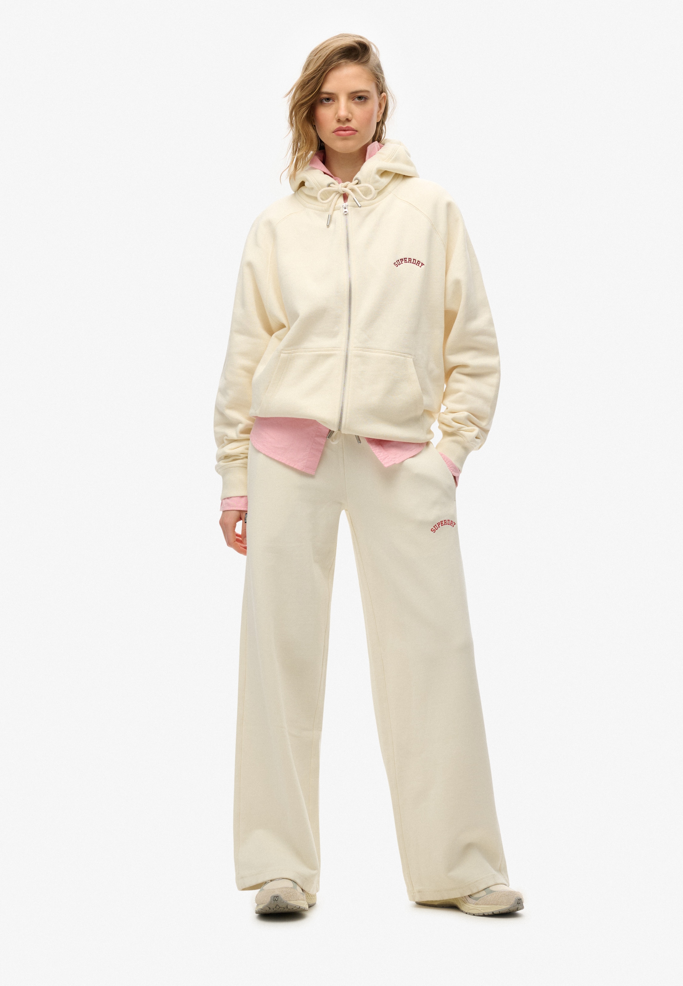 Superdry Zip-Up Hoodie 'Essential' in White