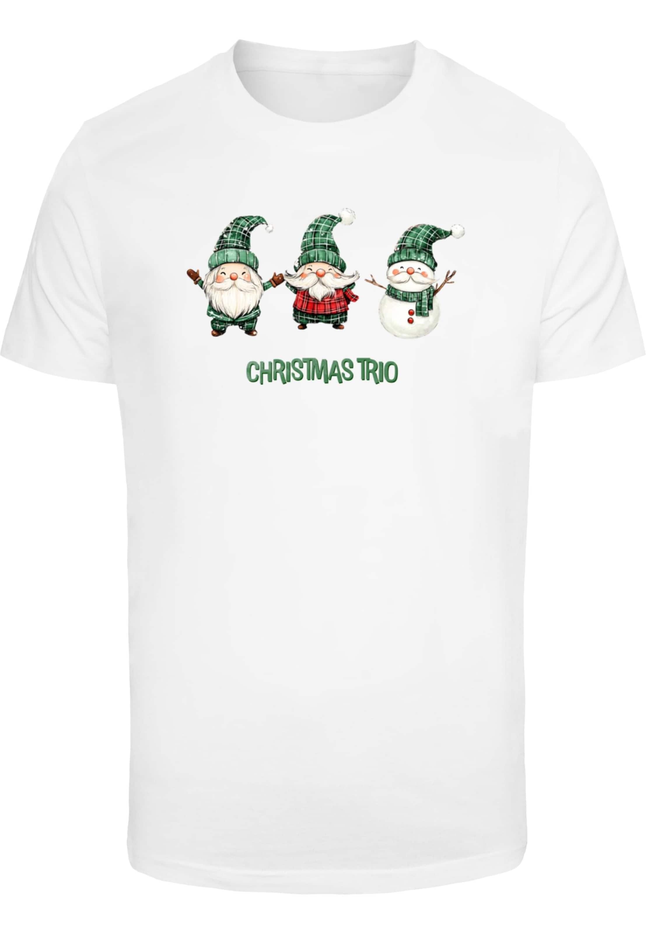 Merchcode Shirt 'Christmas Santa Trio' in White: front