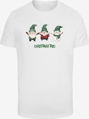 Merchcode T-Shirt 'Christmas Santa Trio' in Weiß: Vorderseite