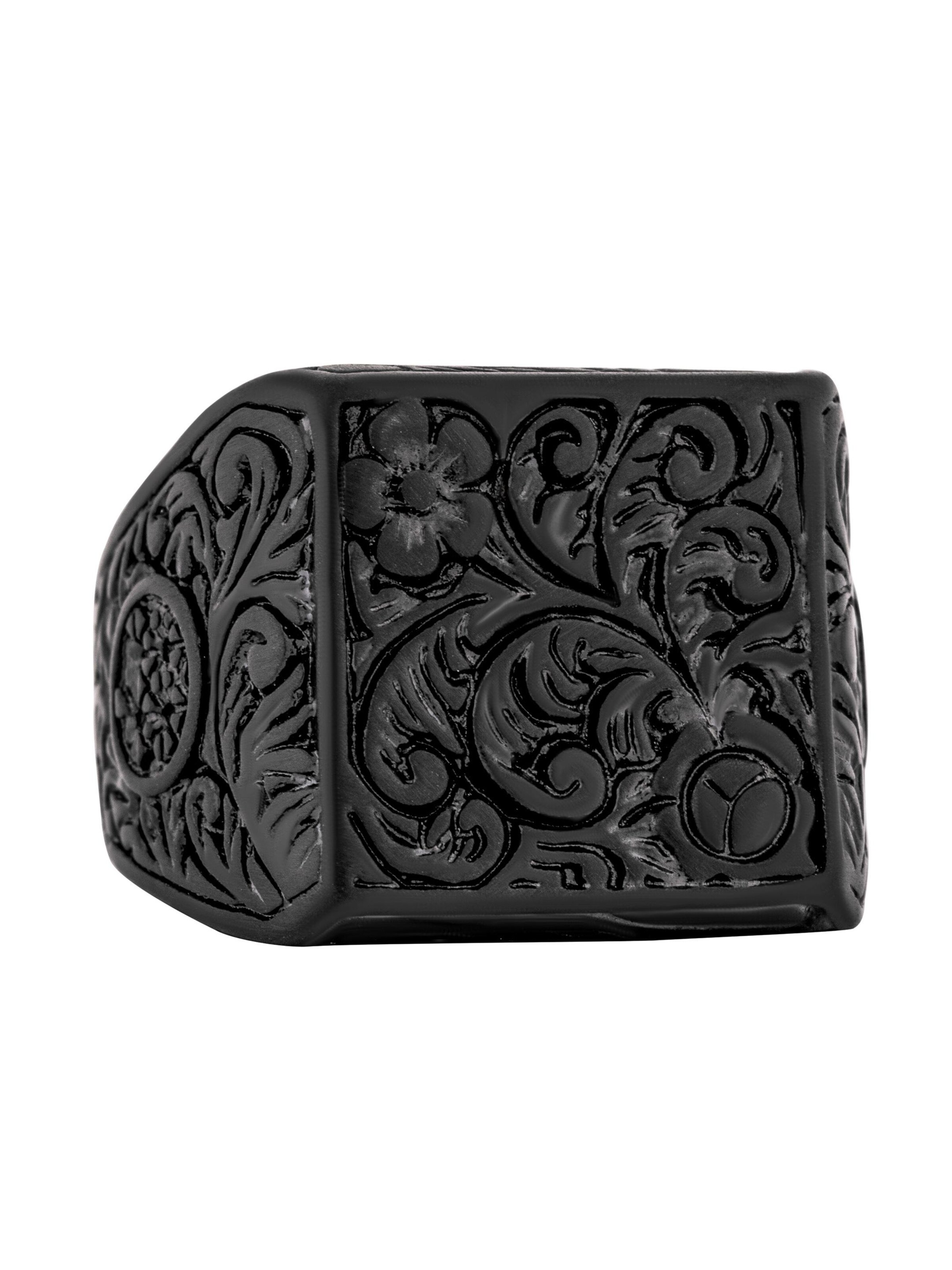 Akitsune Ring 'Floral'‌‌‌‌‌ in Schwarz