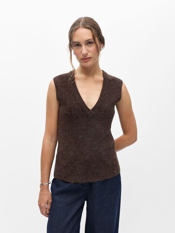 Gilet in maglia di OBJECT in marrone: frontale