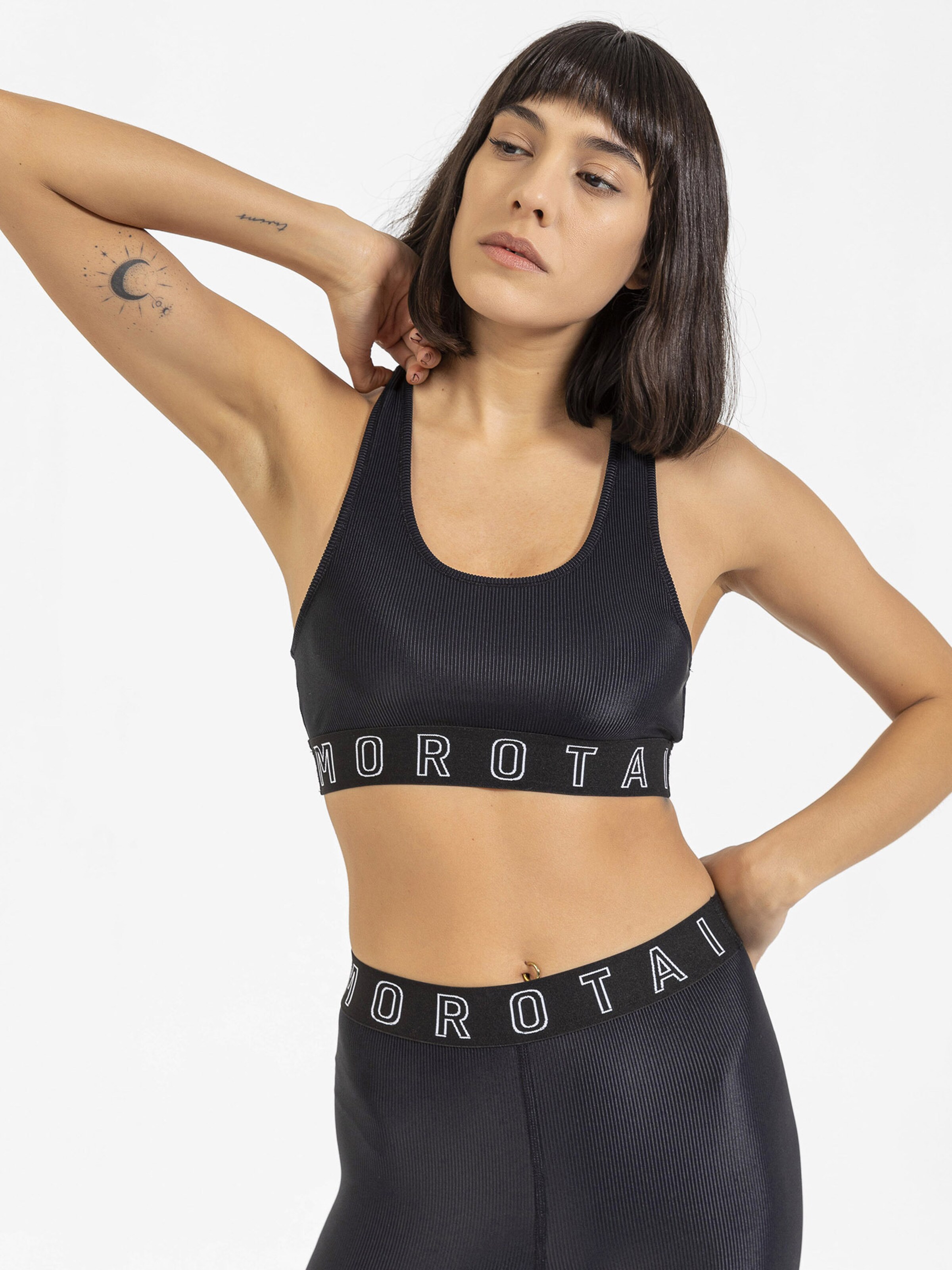 MOROTAI Bustier Sport bh ' Energy Bra ' in Zwart: voorkant