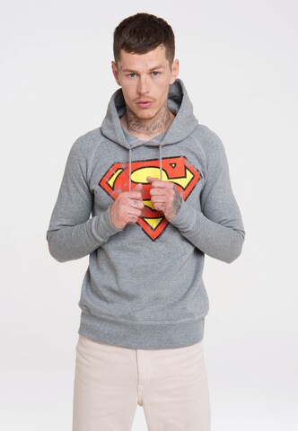 LOGOSHIRT Sweatshirt 'Superman' in Grey: front