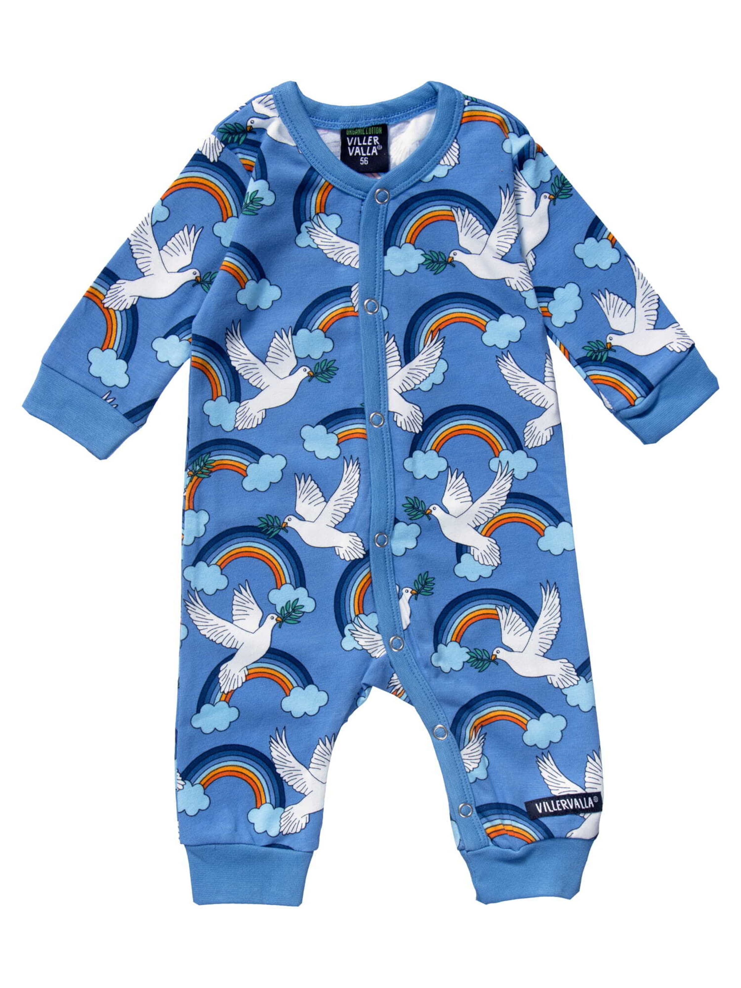 Villervalla Romper/Bodysuit 'Peace' in Blue: front