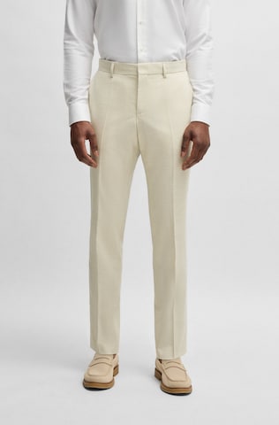 BOSS Slim fit Pleat-Front Pants 'Genius' in White: front