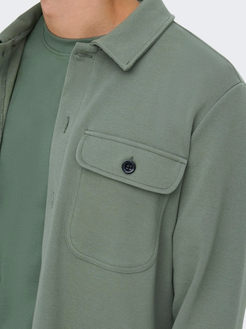Only & Sons Comfort fit Button Up Shirt 'New Kodyl' in Green
