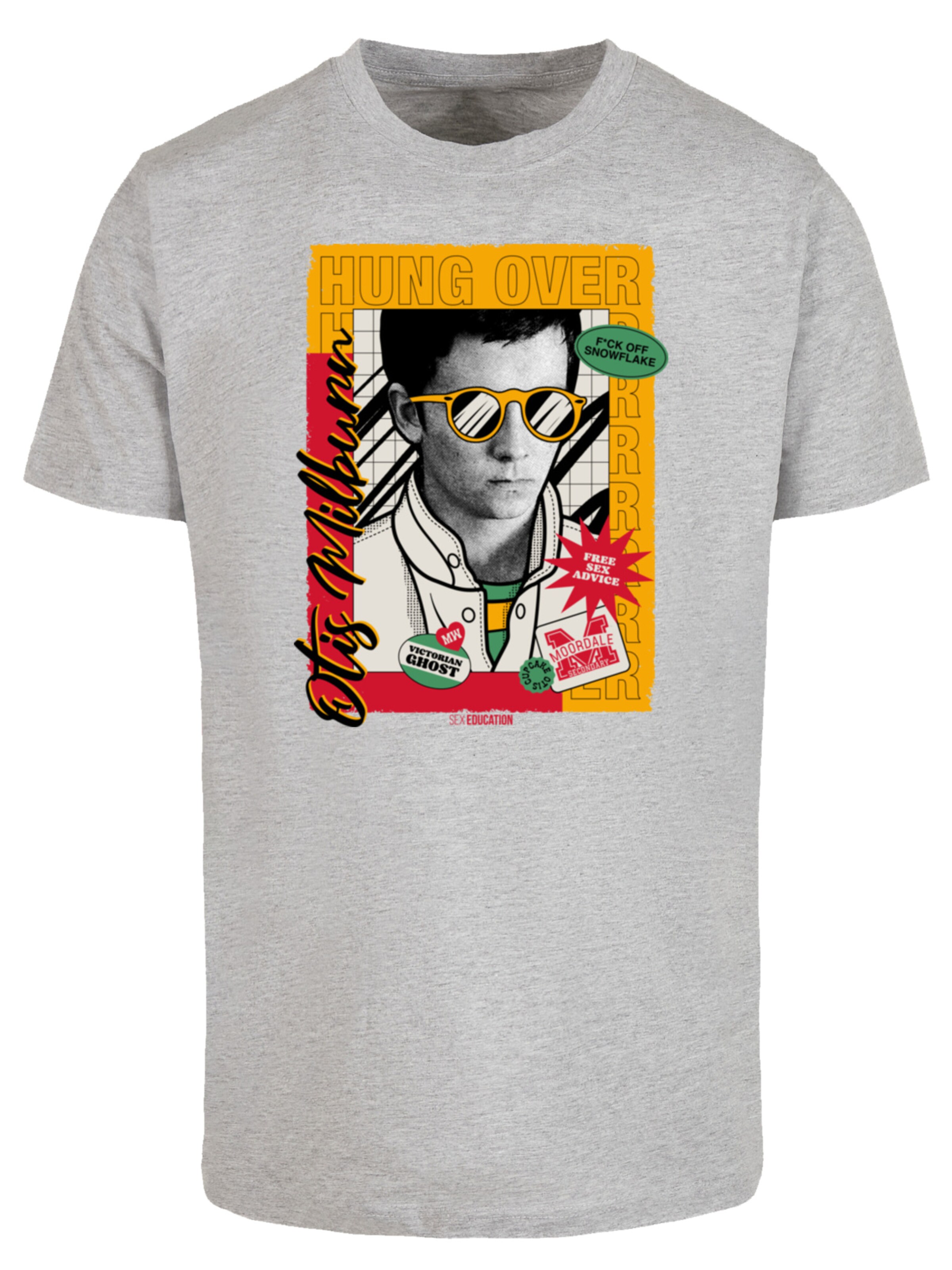 F4NT4STIC Shirt 'Sex Education Otis Hung Over Collage Netflix TV Series' in Grey: front