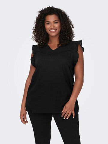 ONLY Carmakoma - Blusa 'Chalinos' en negro: frente