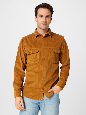 JACK & JONES Comfort fit Button Up Shirt 'Darren' in Brown: front