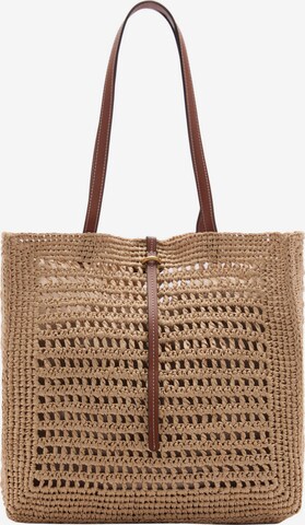 MANGO Shopper 'Malta' in Bruin: voorkant