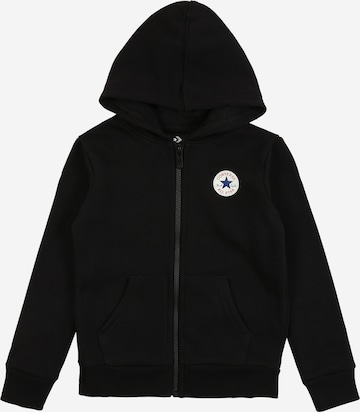 CONVERSE - Ajuste regular Sudadera con cremallera en negro: frente