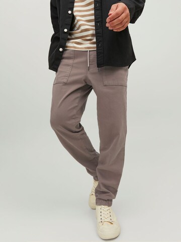 JACK & JONES Tapered Pants in Brown: front