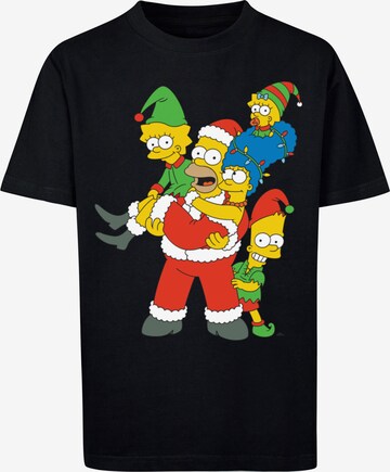 F4NT4STIC Shirt 'The Simpsons Christmas Family' in Zwart: voorkant