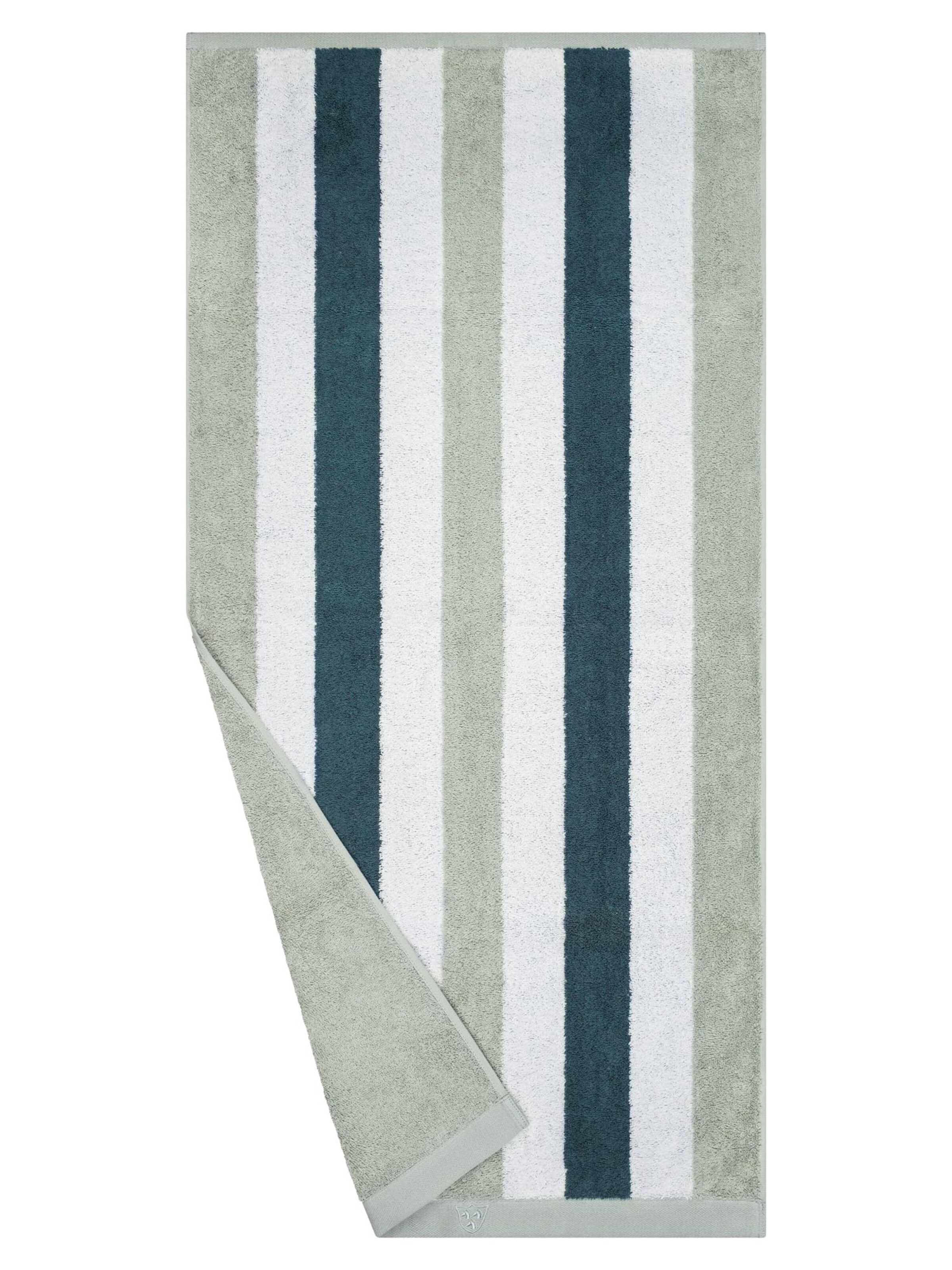 ROSS Handdoek 'Doubleface Stripes' in Groen