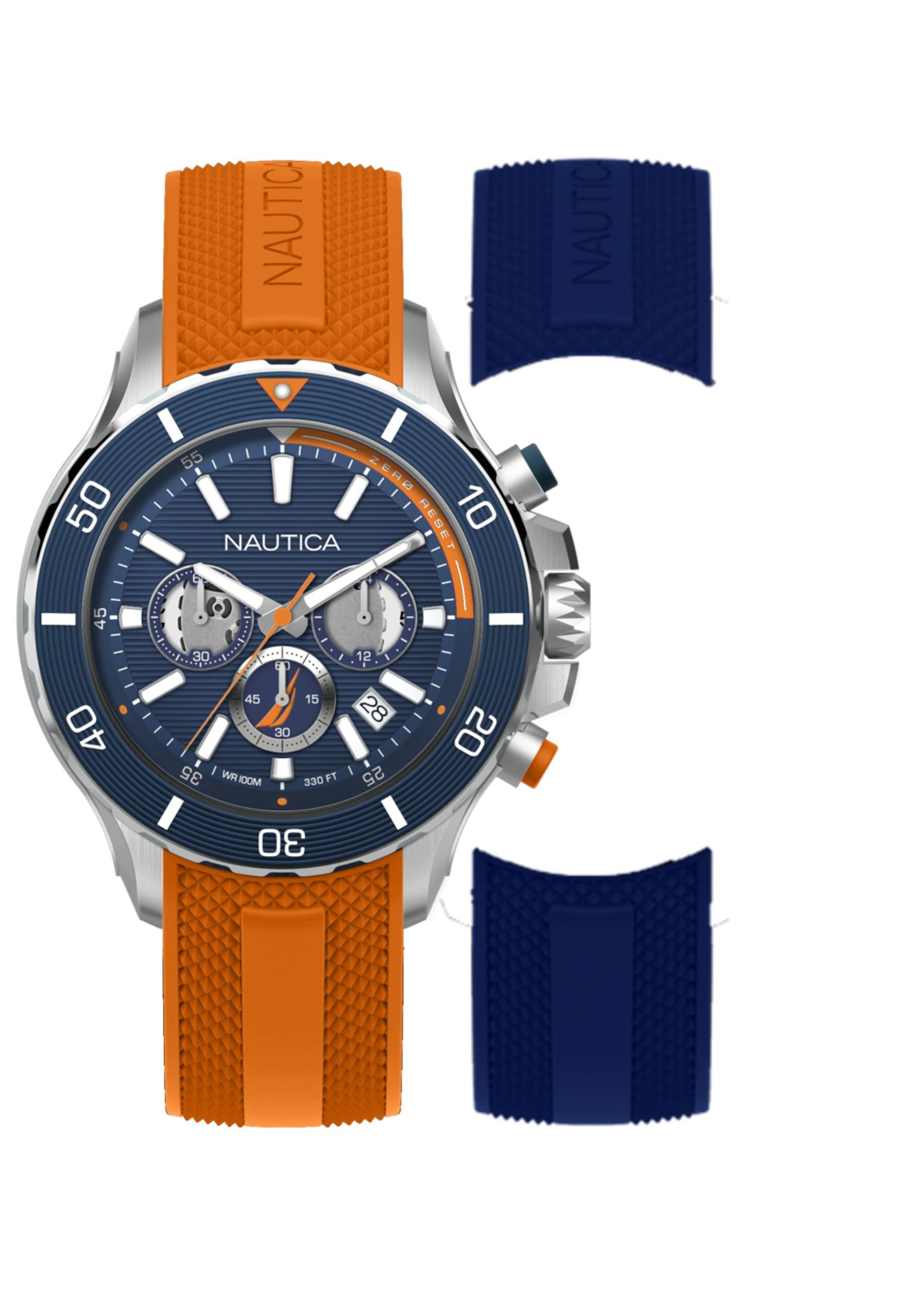 NAUTICA Analogt ur 'NST' i orange: forside