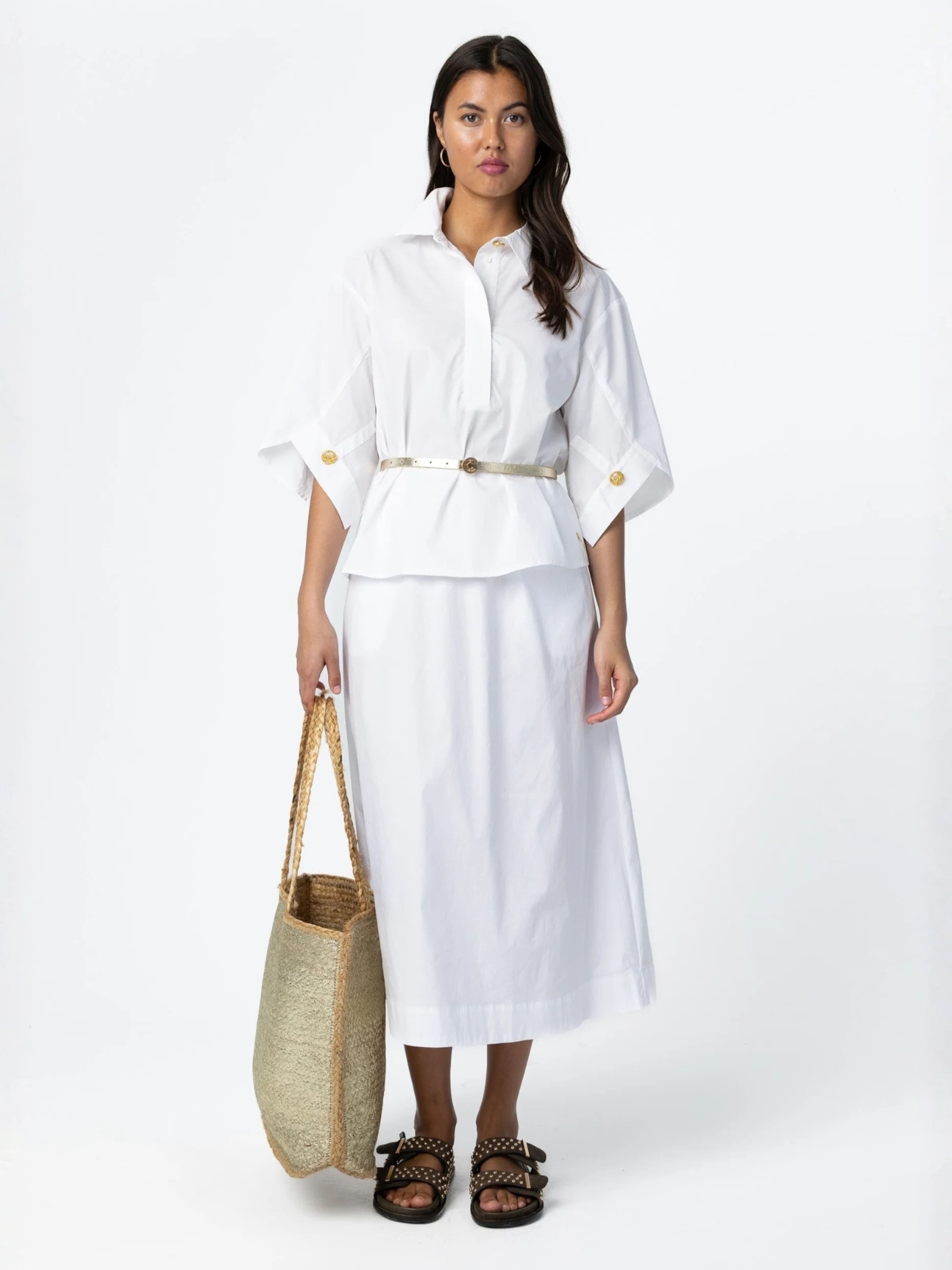 Jupe ' PHOEBE long ' Coster Copenhagen en blanc : devant