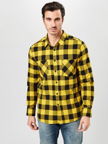 Urban Classics Regular fit Button Up Shirt in Yellow: front