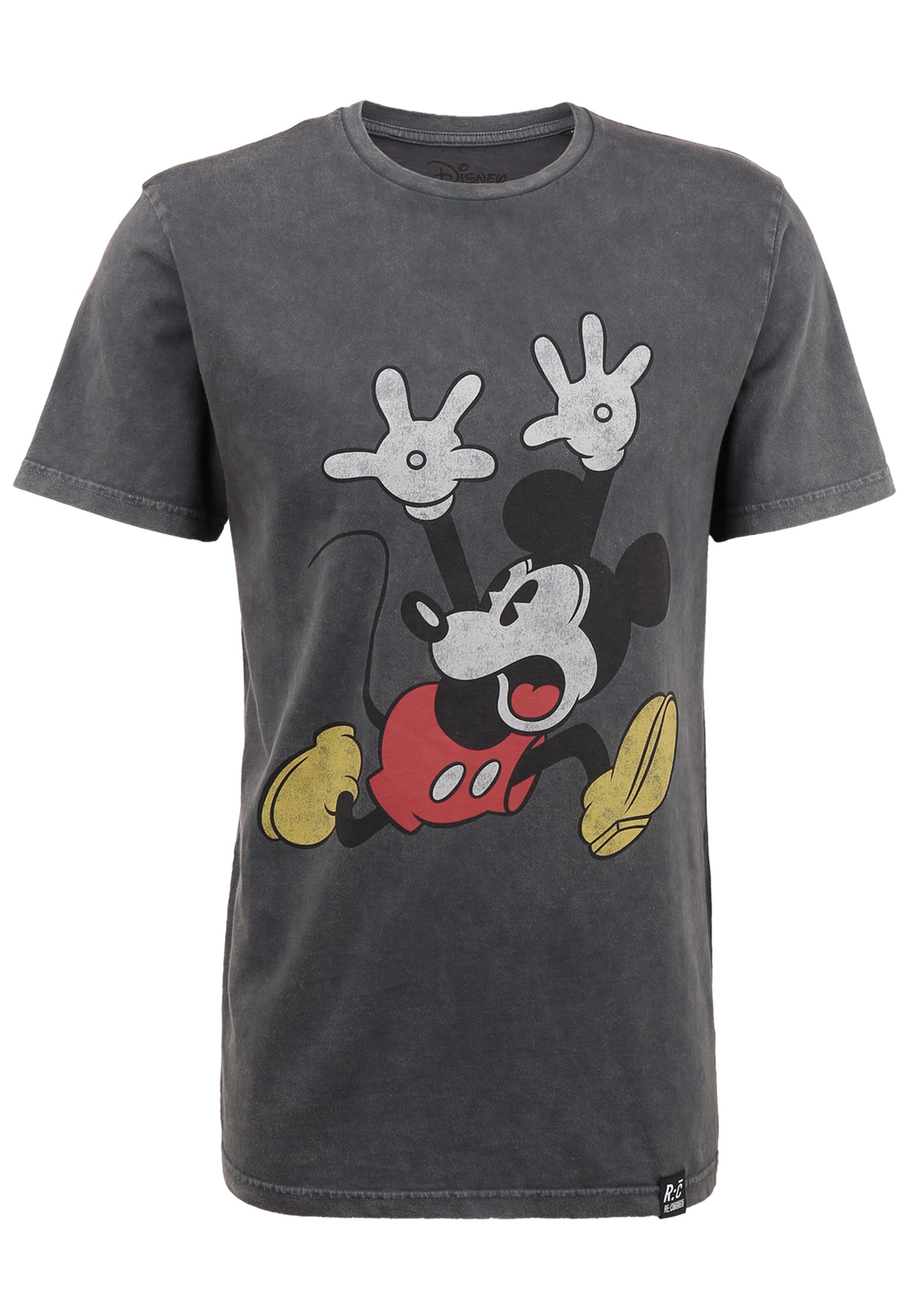 Recovered T-Shirt 'Disney Mickey Mouse Panic' in Grau: Vorderseite