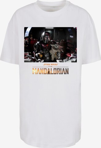 F4NT4STIC T-Shirt 'Star Wars The Mandalorian Child On Board' in Weiß: predná strana