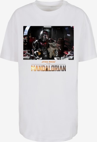 F4NT4STIC T-Shirt 'Star Wars The Mandalorian Child On Board' in Weiß: predná strana