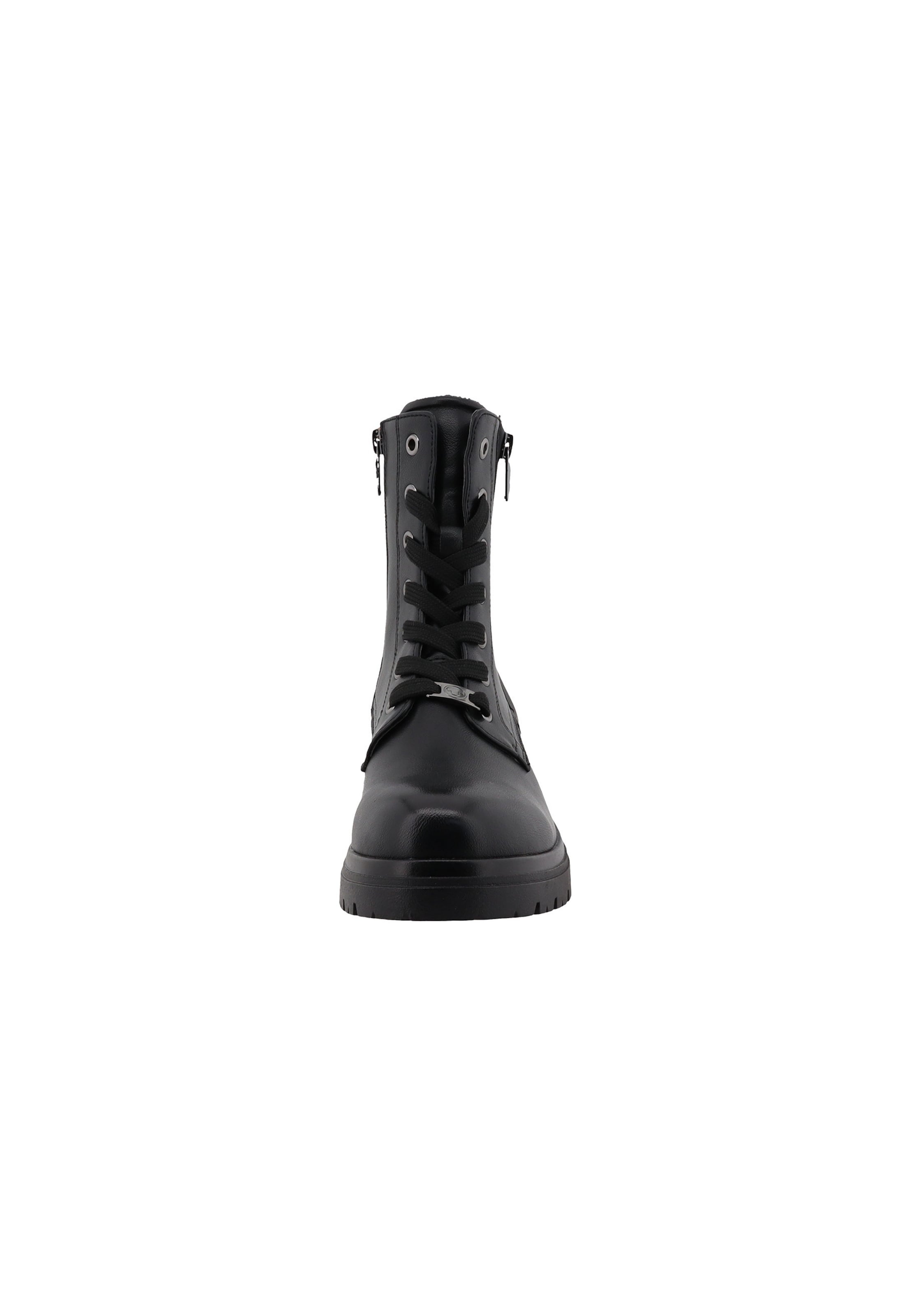 TOM TAILOR Schnürstiefelette in Schwarz