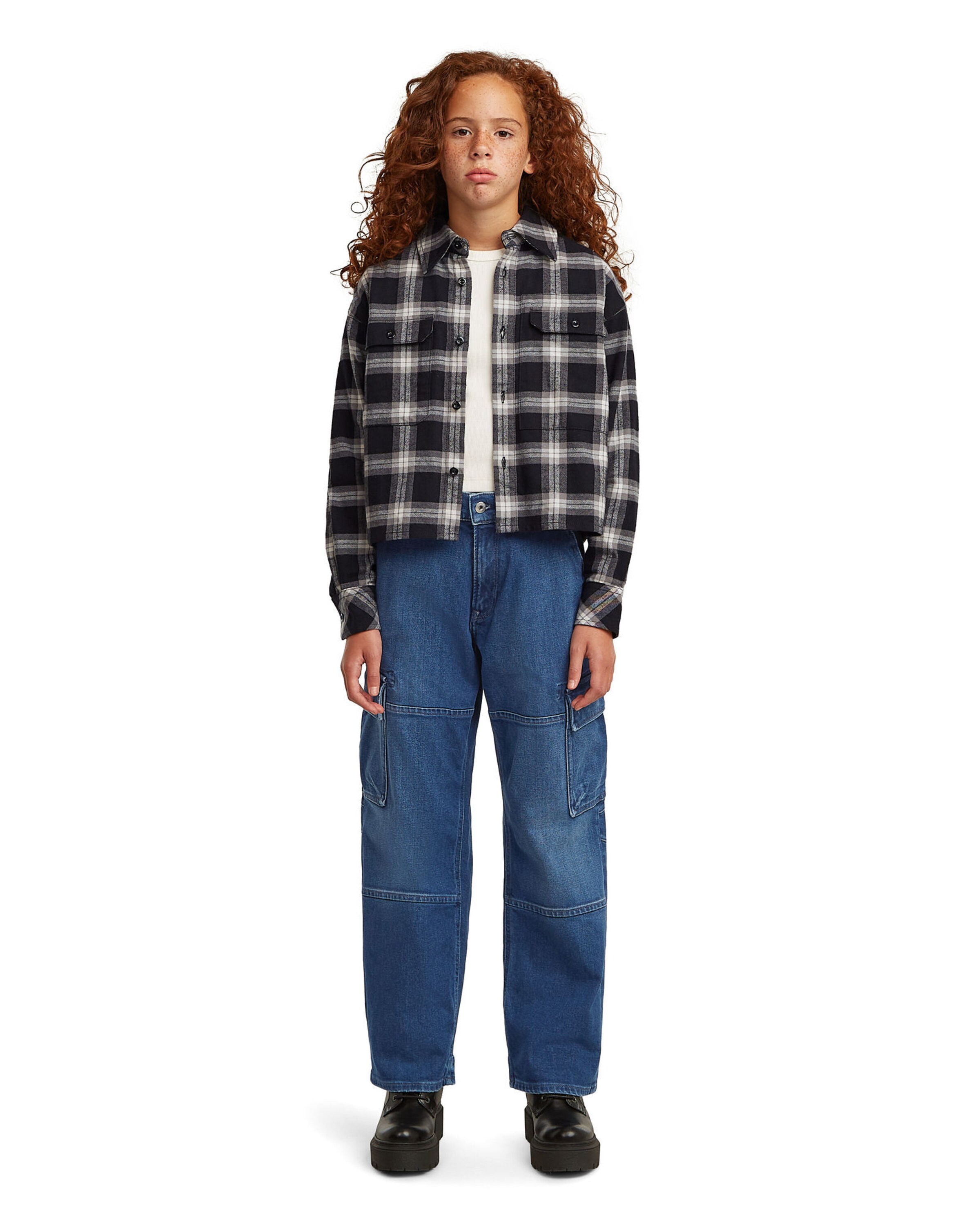 G-STAR Loosefit Jeans 'Girls Bowey Extreme Cargo Loose Jeans' in Blauw