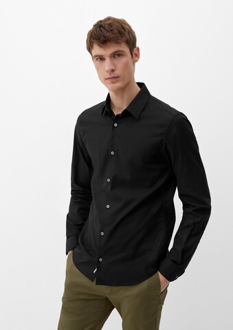 s.Oliver Slim Fit Hemd in Schwarz: Vorderseite
