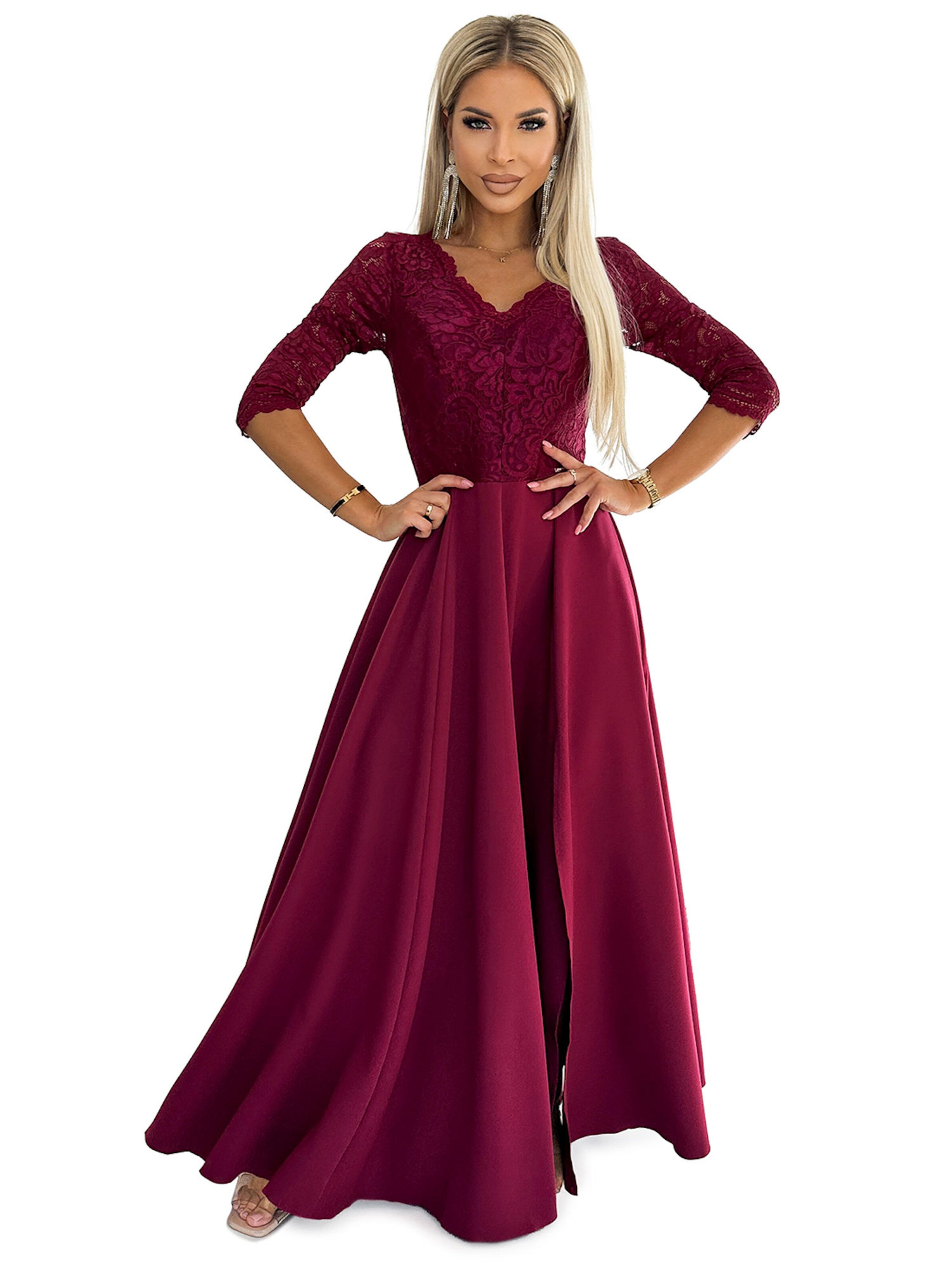 Numoco Abendkleid 'Maxikleid Amber'‌‌‌ in bordeaux, Produktansicht