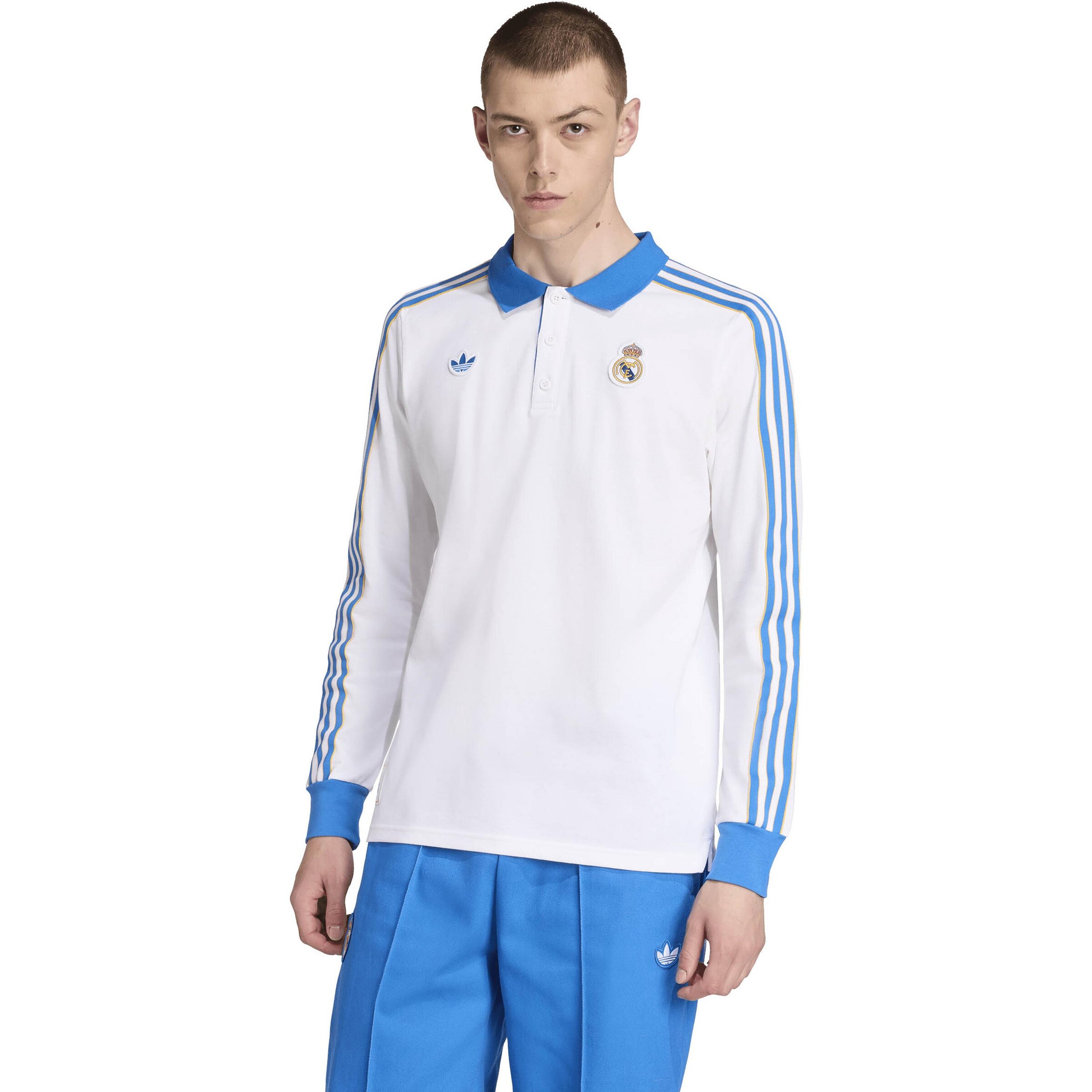 ADIDAS ORIGINALS Shirt 'Real Madrid Terrace Icons Long Sleeve Polo' in Weiß: Vorderseite