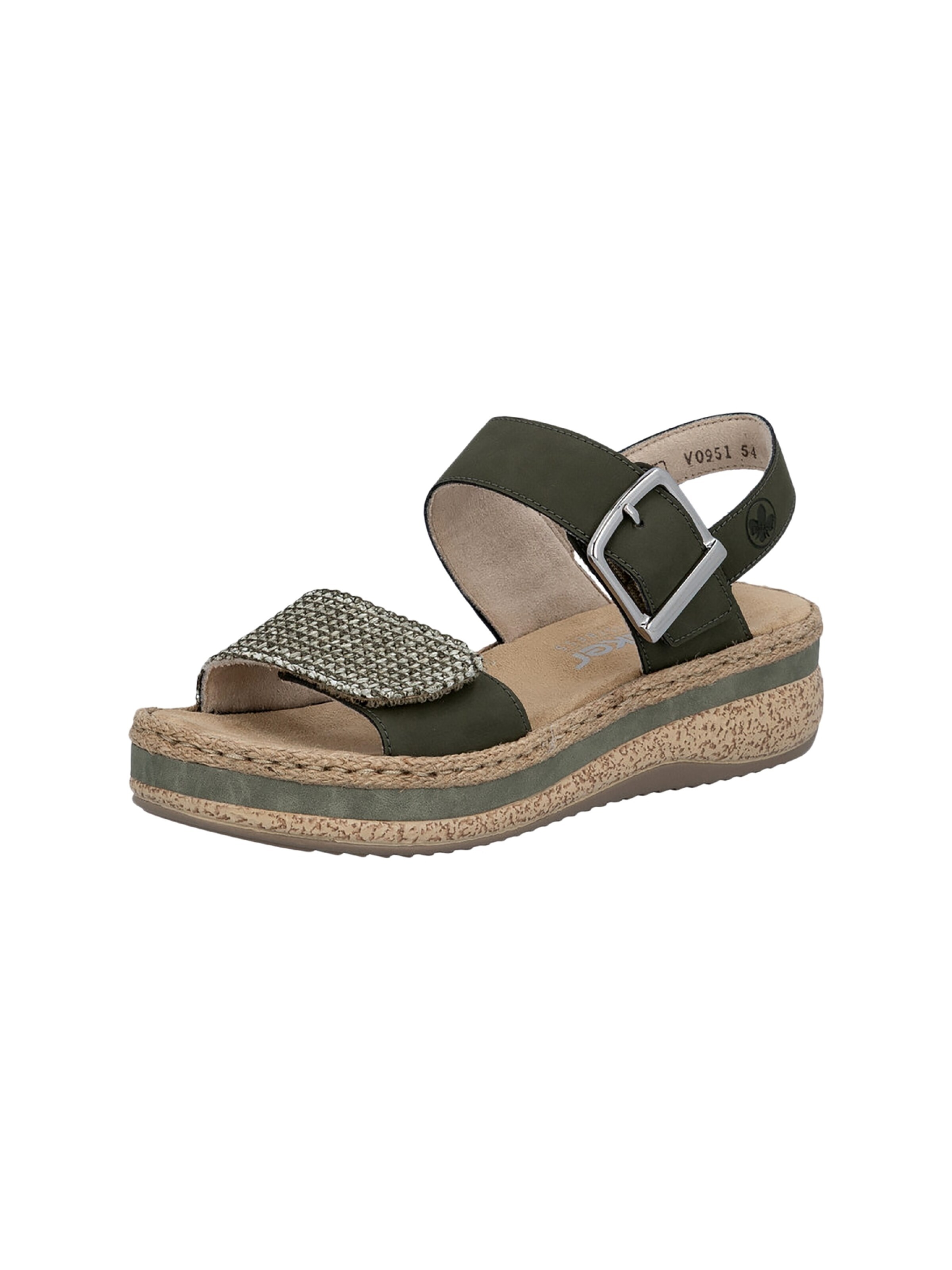 Rieker Sandały 'Rimo-Sandalen aus Leder mit Keilabsatz' w kolorze zielony