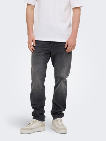 Only & Sons Tapered Jeans 'ONSYOKE' in Zwart: voorkant