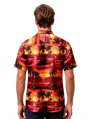 Hawaiihemdshop.de Regularny krój Koszula 'Hawaiihemd Evening Sun' w kolorze czerwony