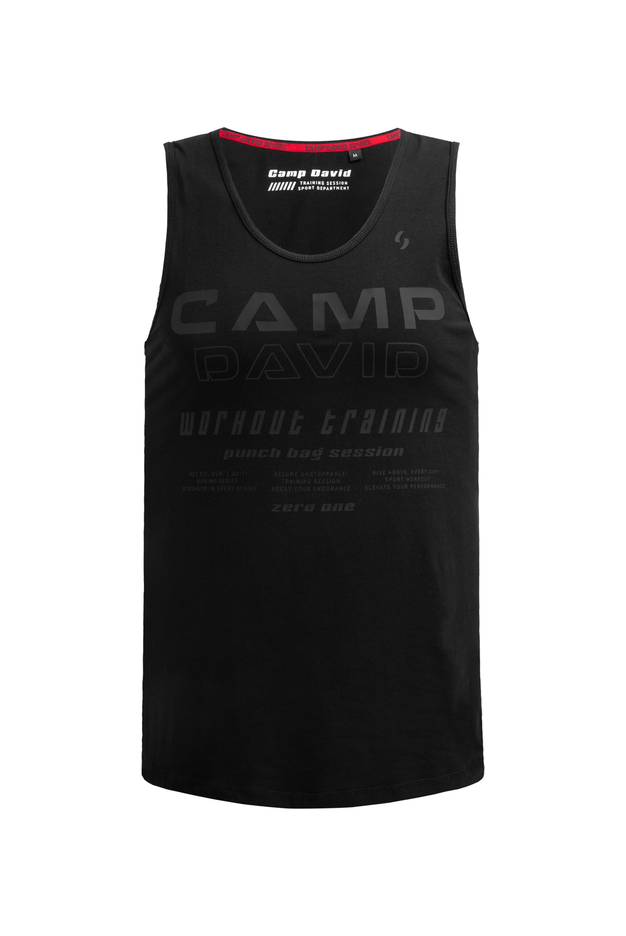 CAMP DAVID Muskelshirt mit Label Prints in Schwarz: Vorderseite