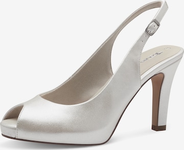 TAMARIS Slingback Pumps in White: front