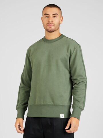 Sweat-shirt Calvin Klein Jeans en vert : devant