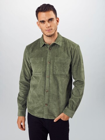 TOM TAILOR DENIM Regular fit Button Up Shirt in Green: front