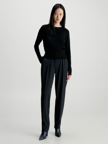 Calvin Klein Regular Pleat-Front Pants in Black