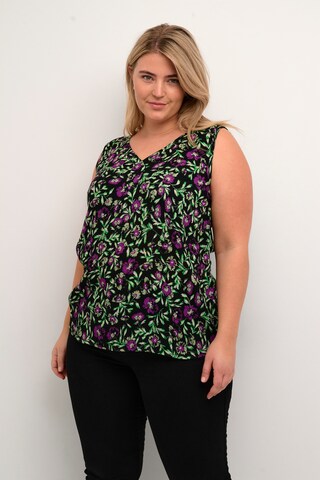 KAFFE CURVE Blouse 'Isma' in Zwart: voorkant