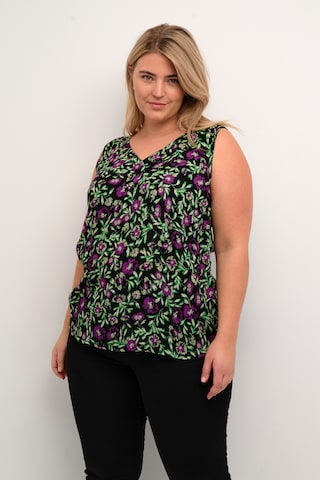 KAFFE CURVE Blouse 'Isma' in Zwart: voorkant