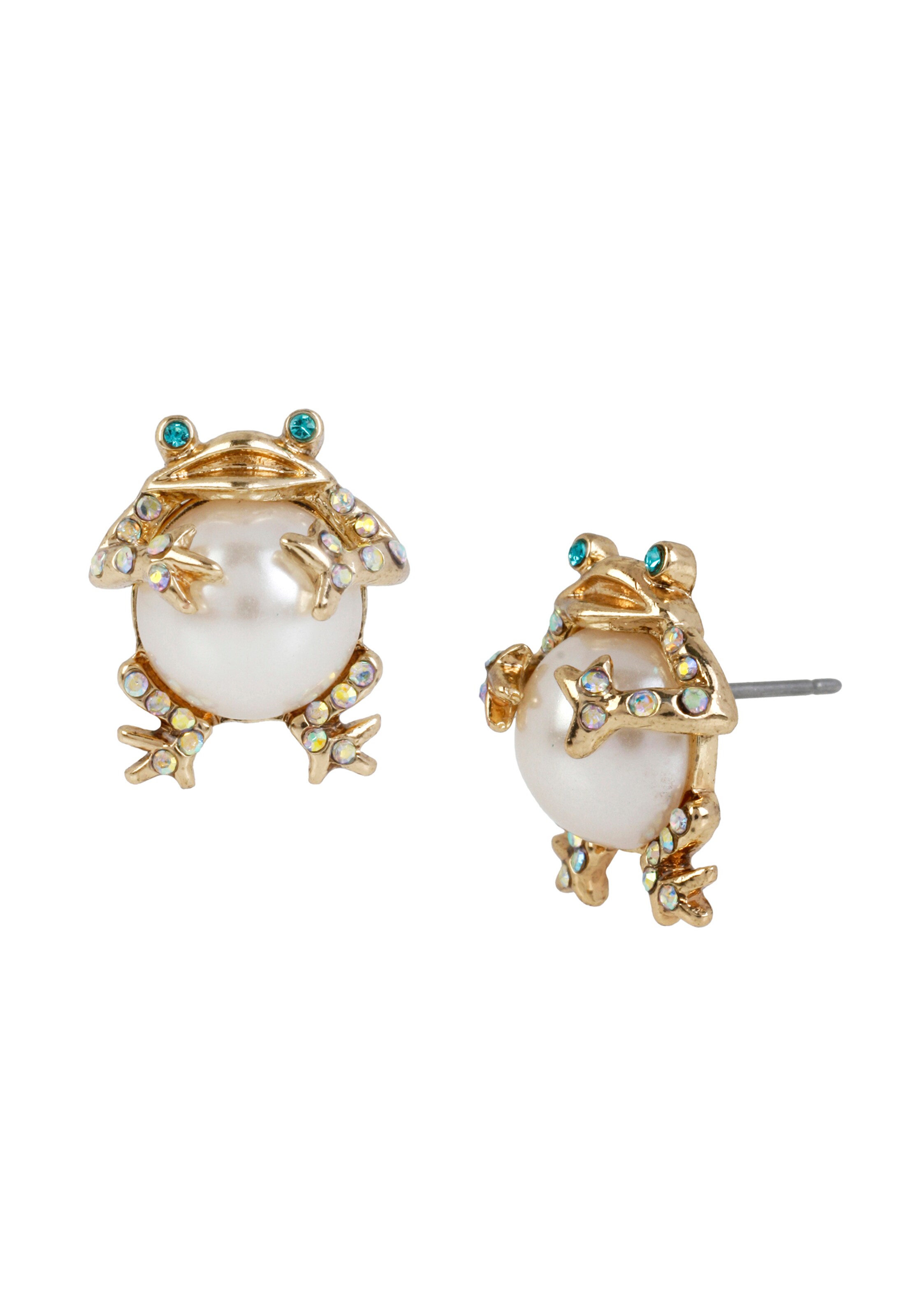 Betsey Johnson Náušnice 'Pearl Frog' – zlatá