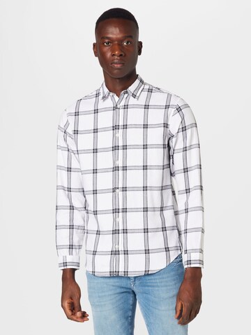 JACK & JONES Regular fit Button Up Shirt 'Gingham' in White: front