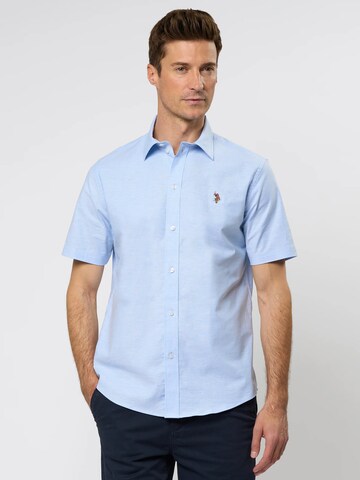 U.S. POLO ASSN. Regular fit Overhemd 'Natan' in Blauw: voorkant