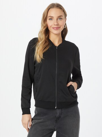 VILA Zip-Up Hoodie in Black: front