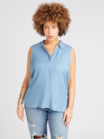 Vero Moda Curve Blouse 'CHARPER' in Blauw: voorkant