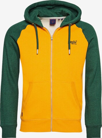 Superdry Zip-Up Hoodie in Yellow: front