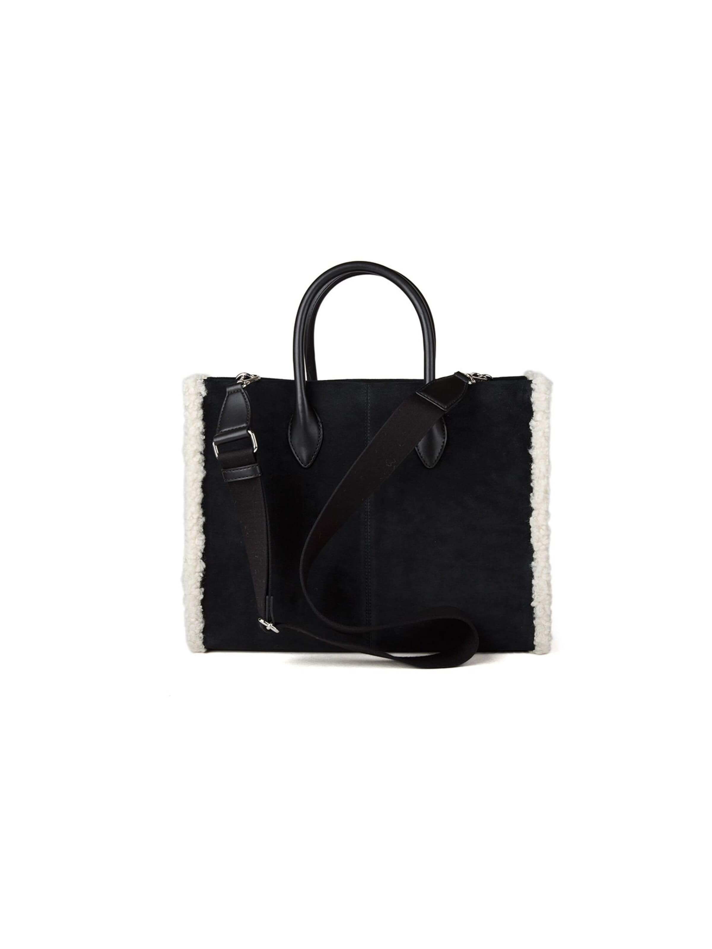 Michael Kors - Bolso de mano 'Mirella Medium Suede and Faux Shearling Tote Bag' en negro